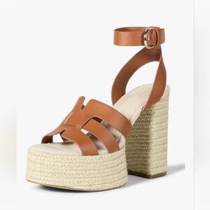 Elegant Espadrille Brown Platform Sandals